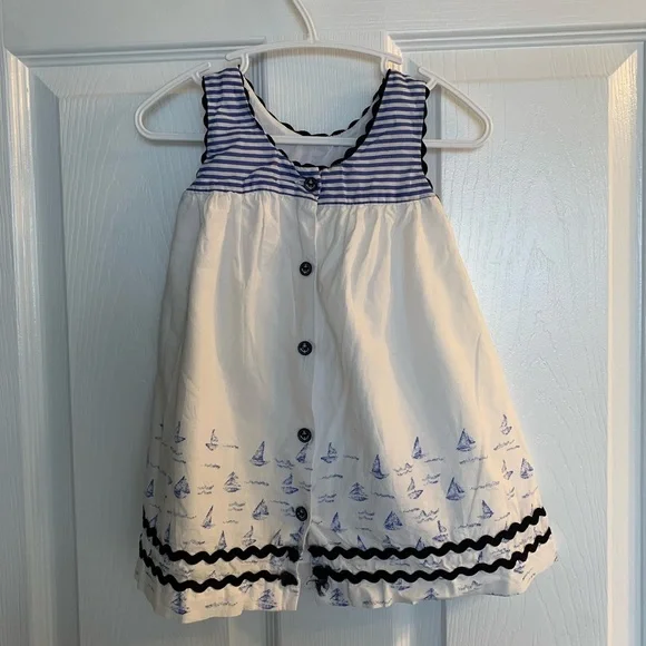 MARITIMES Sailboat Cotton Blend Sleeveless Dress Size 6-9 Months - Picture 5 of 8